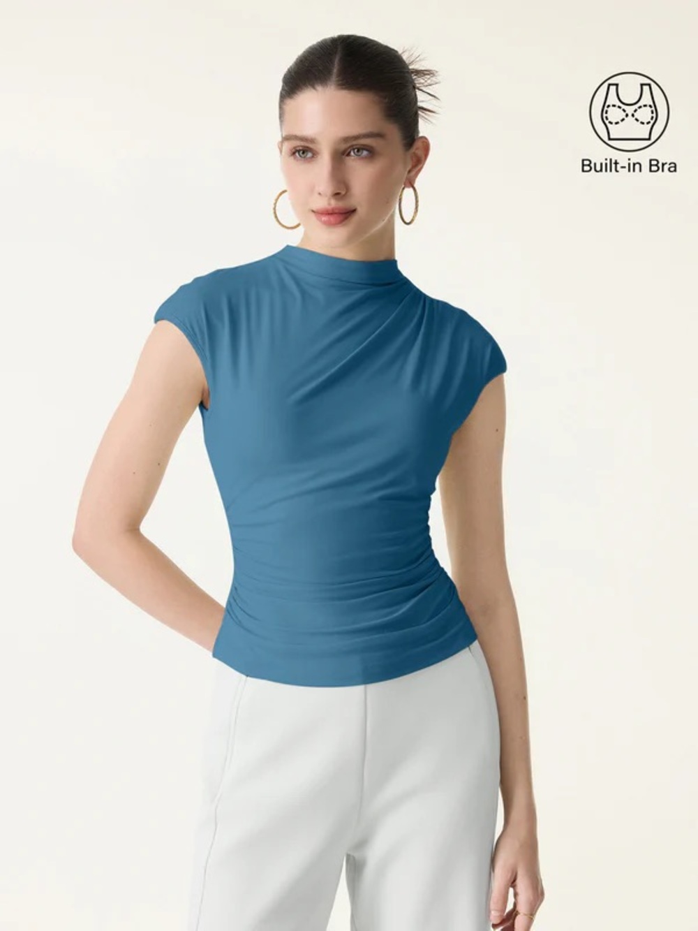 NWT OGL Eco-SkinKiss Mockneck Ruched Cropped Bra Top
